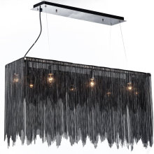 luxury modern rectangle black crystal chandeliers pendant lights aluminum chain chandelier for hotel lobby